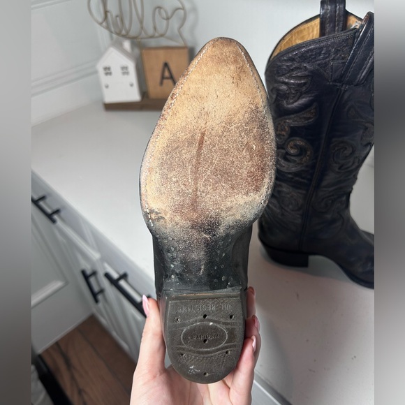 Vintage Tony Lama Gold Label Women’s Black Western Cowboy Boots 6–6.5 USA Made - Picture 7 of 9